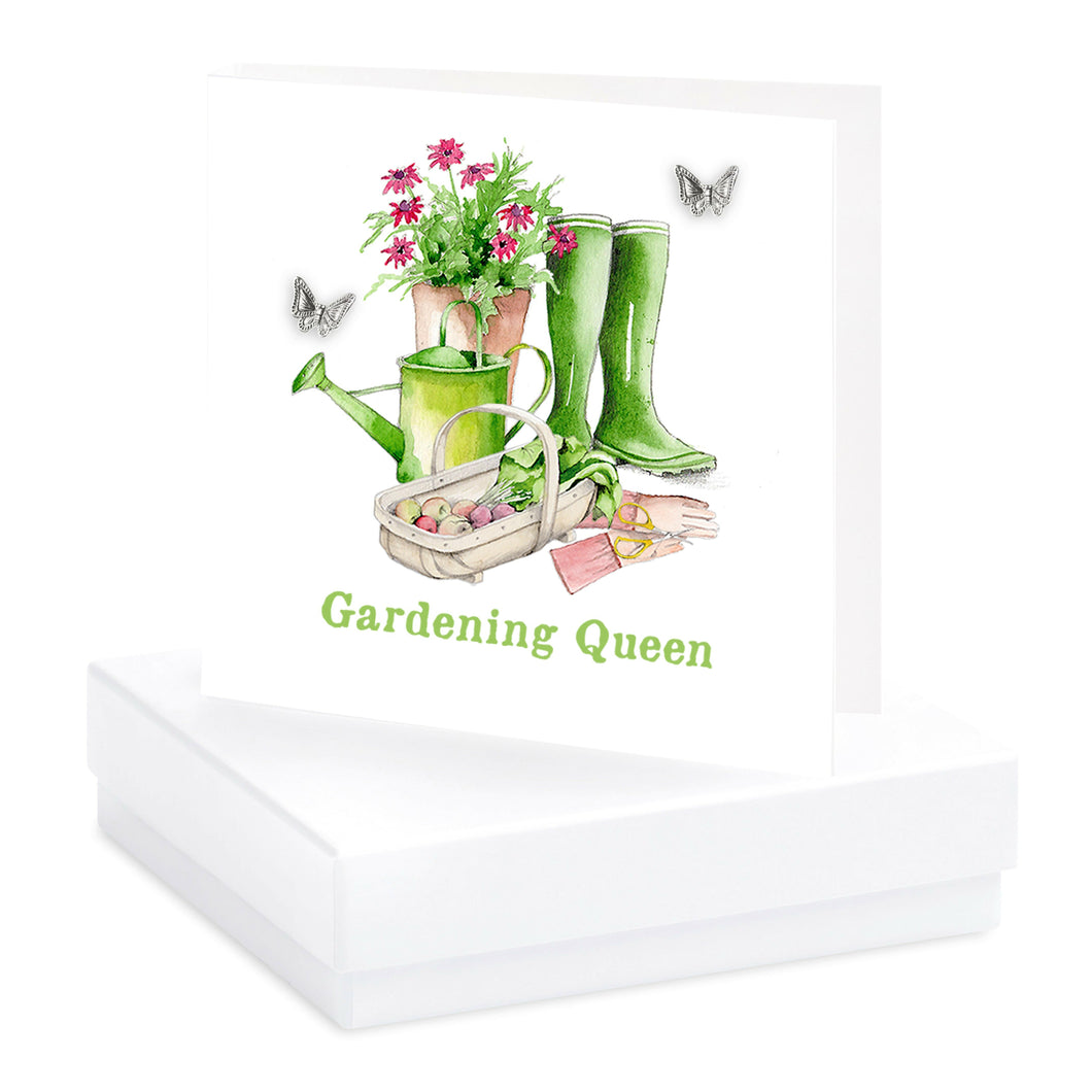 gardening queen with sterling silver butterflyn earrings