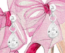 shoe queen card with sterling silver crystal drop earrings